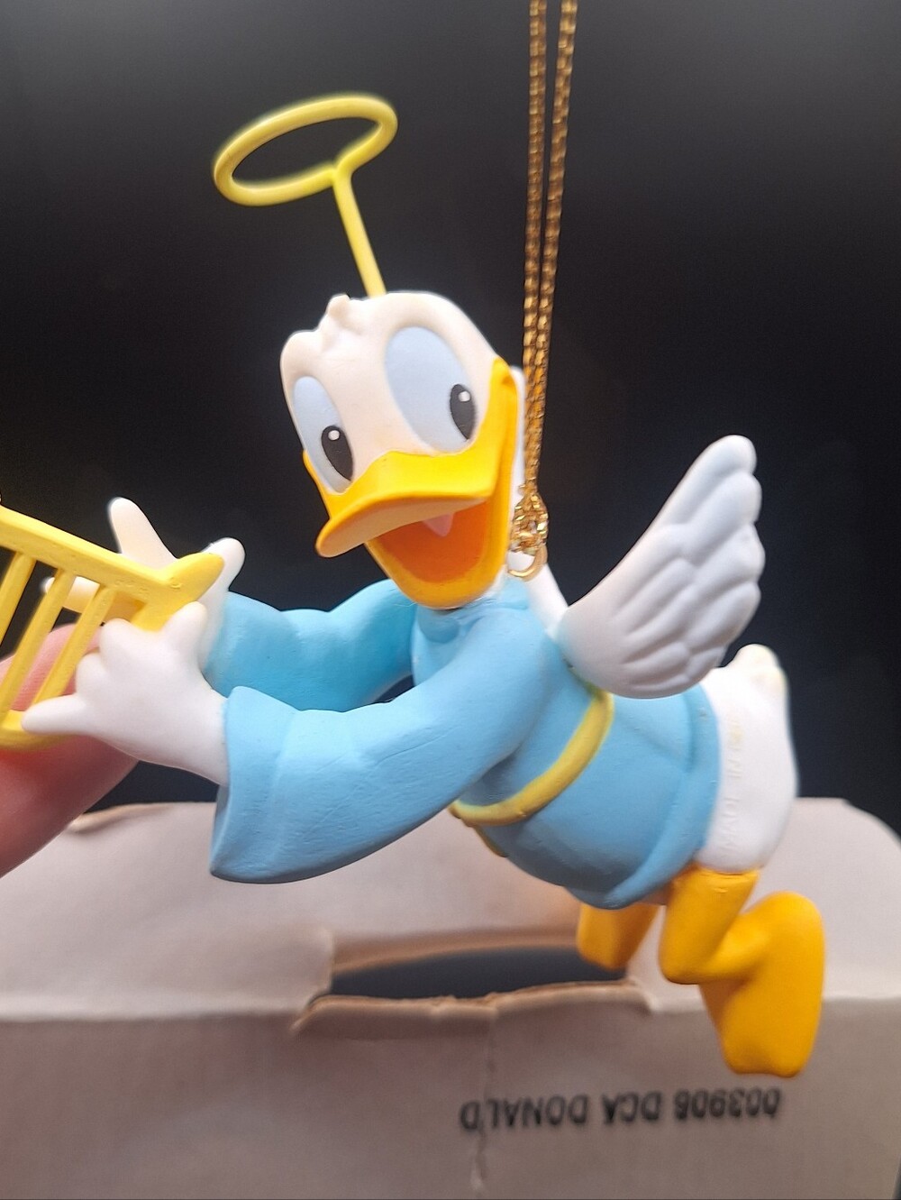 Grolier Disney Donald Duck Angel Wings Playing Harp Christmas Ornament